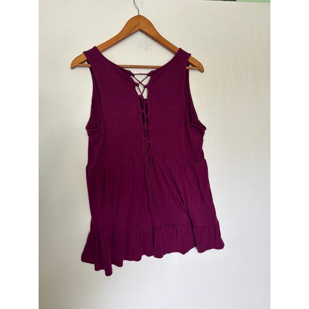 Torrid Purple Super Soft Jersey‎ Knit Babydoll Tie Back Flowy Tiered Tank Size 0 - Picture 7 of 9